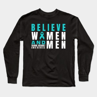 Believe Women & Men Sexual Assault Awareness Ribbon Long Sleeve T-Shirt